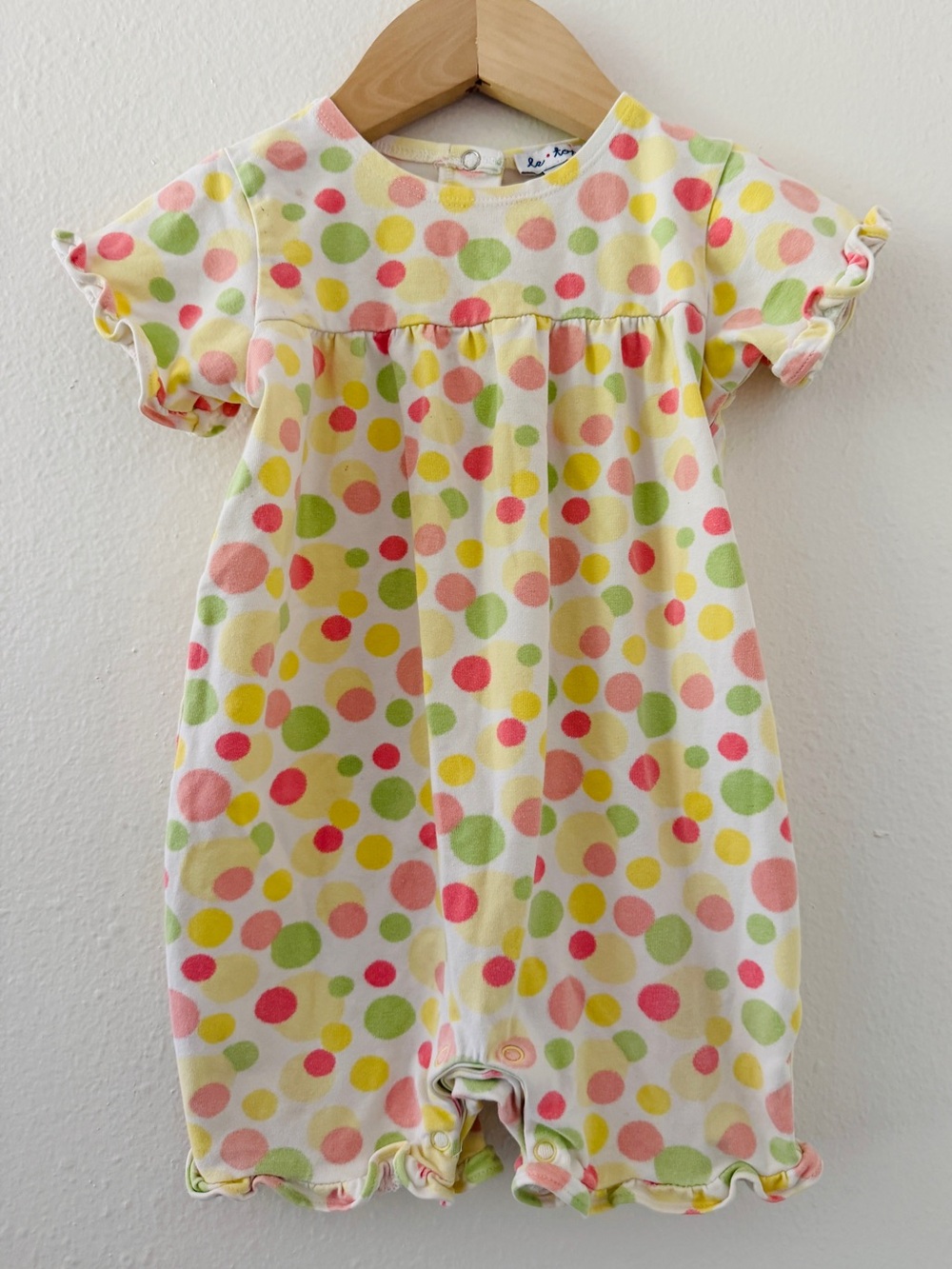 Le Top Colorful Polka Dot Snap Romper